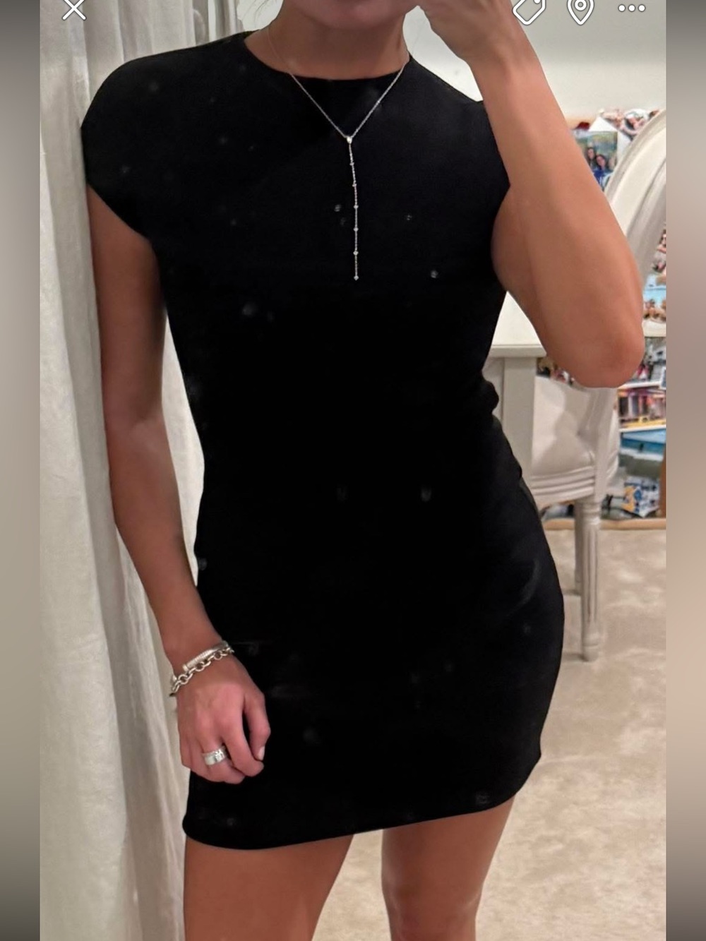 Zara Black Cap-Sleeve Mini Dress